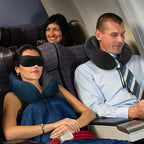 urnexttour Travel Pillow and Blanket Set Neck Pillows Travel Essentials with Sleep Mask for Airplane Car Memory Foam Blue