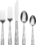 Oneida Silverware Set For 8, Tuscany 45-Piece Everyday Flatware Set with Serving Utensils, Service For 8, 18/0 Stainless Steel, Dishwasher Safe, Knives Spoons And Forks Sets, Dining (Silver, 45 Piece)