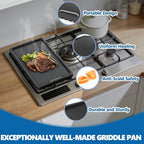 SafBbcue Upgraded Cast Iron Griddle, 15 x 8.7 Inch Griddle Pan with Silicone Cooling Handle, Griddle for Gas Stove, Electric, Flat Top, Portable for Indoor Stovetop or Outdoor Camping BBQ, Black