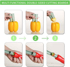 Pepper Corer, 2 in 1 Red Bell Pepper Seed Corer Remover Tool, Fruit & Vegetable Corers Quick Cave Tools for Jalapeno Cutter Deseeder, Bright Green, 3 PCS