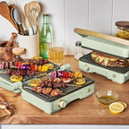 Panini Press Indoor Grill 1 2-in-1200W Non-Stick Removable Plates Sandwich Maker by Drew Barrymoree. (Sage Green)