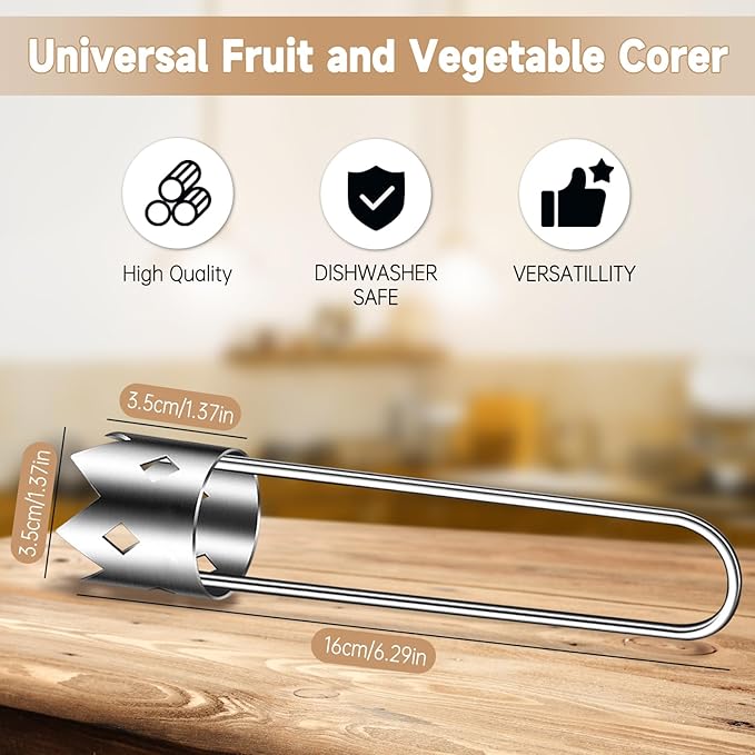 Pepper Corer, Stainless Steel Apple Core Remover Tool, Pepper Seed Core Remover, Multifunctional Apple Corer Tool for Vegetable Fruit Practical Kitchen Gadget (2 Pcs)
