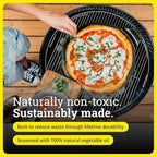 Lodge Seasoned Cast Iron Pizza Pan - Pre-Seasoned, Round Pizza Pan with Dual Assist Handles - Even Heat Distribution- PFAS-Free, Non-Toxic Cookware - Oven Safe - 15 Inch