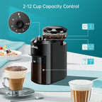 Wancle Electric Burr Coffee Grinder - Adjustable with 28 Precise Grind Settings for 12 Cups - Professional Coffee Bean Grinder (Plastic, Black)