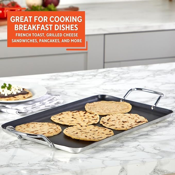 Imusa Double Burner Griddle Non-Stick 20-Inch, Black