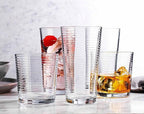 Glaver's Drinking Glasses Set of 12. Everyday Drinking Glasses. Mixed Drinkware Sets 6-17 oz Tall Kitchen Glass Cups, and 6-13 Oz Rocks Glasses. Ribbed Glassware Sets for Cocktail Beer Juice Water.