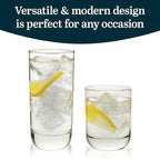 Libbey Drinking Glasses Polaris Tumbler and Rocks Set of 16, Clear, Sturdy Drinkware Glasses Set, Kitchen Glassware for Cocktails, Soda, and More