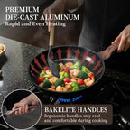 Kikcoin 16Pcs Ceramic Pots and Pans Set Non Stick, Includes a 9.5" Grill Pan, Induction Kitchen Cookware Sets, Black Nonstick RV Kitchen Camping Cooking Sets Stackable (PTFE, PFOS, PFOA Free)