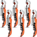 6 Pieces wine key wine opener Professional Waiter Corkscrews Stainless bottle opener Fold Serrated Foil Cutter Key for Family, Company Party,Bars,Restaurants(orange)