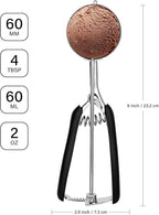 Large Cookie Scoop 4 Tbsp, Professional Stainless Steel Ice Cream Scoop 60mm, Cupcake Scoop Muffin Scoop for Baking, Good Soft Grips, Quick Trigger Release, 60ml (4 Tablespoon)