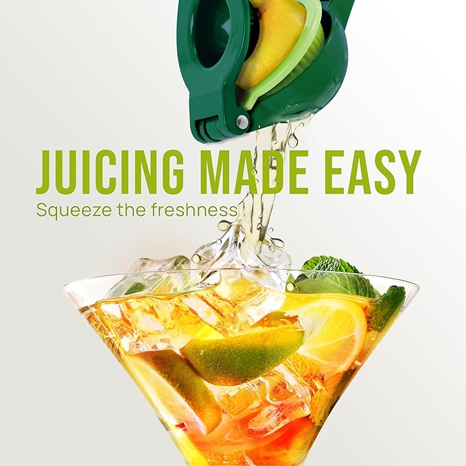 Zulay Kitchen Metal 2-in-1 Lemon Squeezer - Sturdy Max Extraction Hand Juicer Lemon Squeezer Gets Every Last Drop - Easy to Clean Manual Citrus Juicer - Easy-Use Lemon Juicer Squeezer - Green/Lime