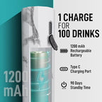 Zulay Froth N Go Milk Frother – Rechargeable 3-in-1 Handheld Frother Wand with Travel Case & USB-C Charger – Single, Double & Egg Whisk for Latte, Cappuccino, Matcha, Protein Shakes – White Marble