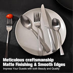 KINGSTONE Silverware Set for 12, 60-Piece 18/10 Stainless Steel Flatware Set, Forged Cutlery Set Matte Satin Finish for Home, Restaurant, Wedding, Party,Gift, Dishwasher Safe