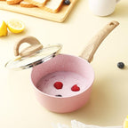 Vkoocy Non Stick Pots and Pans Set, Healthy Ceramic Cookware Set, 12pcs Kitchen Cooking Pots and Frying Sauce Saute Pans Set, PFAS-Free with Kitchen Utensils and Lid, Pink