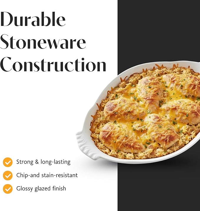 BIA Cordon Bleu Oval Au Gratin, Set of 4-10oz White Porcelain Ramekins with Glossy Finish - Microwave, Oven & Dishwasher Safe Small Baking Dishes for Appetizers, Sides & Gifting - 10" x 5.25"