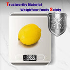 Food Kitchen Scale High-Precision Digital Scale Accurate Weighing for Baking & Cooking Enthusiasts(Silvery & White)