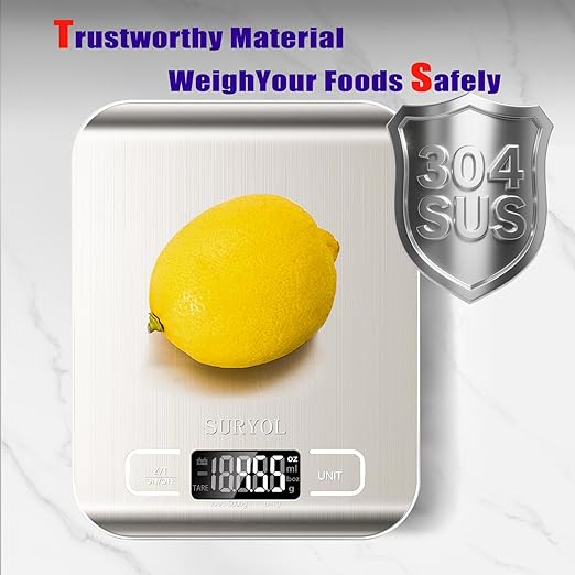 Food Kitchen Scale High-Precision Digital Scale Accurate Weighing for Baking & Cooking Enthusiasts(Silvery & White)