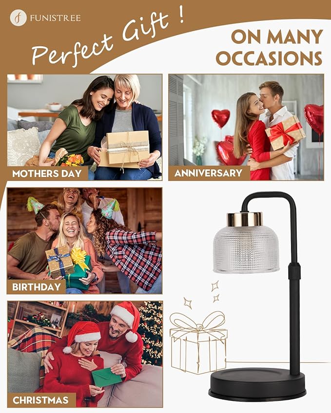 Candle Warmer Lamp with Timer & Dimmable Brightness, House Warming Gifts New Home, Candle Warming Lamp Gifts for Christmas, Birthday Gifts for Women Mom, Flameless Wax Melt Warmer for Jar Candles