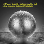 Whiskey Glasses,2 Old Fashioned Glasses Set with 2 XXL Stainless Steel Ice Balls,10oz Whiskey Rocks Glasses Gift for Men,Bourbon Tumbler for Scotch Whisky Cognac,Rock Barware at Bar Home