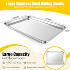 Homikit Baking Pan Sheet Set of 2, Stainless Steel Cookie Sheets Tray for Oven, 20 x 14 Large Metal Half Sheet Bakeware for Cooking Baking, Rustproof & Heavy Duty, Mirror Finish & Dishwasher Safe