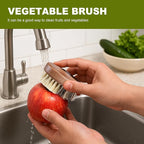 SAMEBUTECO Fruit & Vegetable Cleaning Brushes with Acacia Wood Handle Natural Half Sisal Bristle Half Palm Fibers Bristles Design,Oval Shape Easy Hold,Pack of 2,Brown