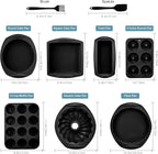 Aschef 9in1 Nonstick Silicone Baking Ring Cake Pan Cookie Sheet Molds Tray Heat Resistant Bakeware Tools Kit for Muffin Loaf Bread Pizza Cupcake Utensil