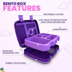 YOLAY Bento Box for Kids Lunch Box Leak-Proof, 5-Compartment Lunch Box Kids for Ages 3-10, Durable with Anti-Slip Base, Suitable for Schools, Outdoor and Travel (Mermaid) (Princess)