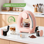BENFUCHEN Pod and Grounds Single-Serve Coffee Maker, 2 in 1 One Cup Coffee Machine Compatible with K-Cup Pod & Coffee Grounds/Tea, Compact Design, 4-8oz, Pink