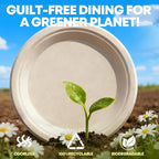 W&Y paper plates 9 Inch Disposable Paper Plates [100 Pack] - Heavy Duty Dinner Plates, Leak Proof & Microwave Safe, Cut Resistant & Compostable for Parties, Weddings, Catering Events
