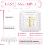 5 Pcs Dessert Display Stands, 2pcs Dessert Stands 3 Pcs Tray, Pink Dessert Display Stands, Treat Table Displays Set for Wedding Baby Shower Tea Party, Ease of Cleaning and Assembly