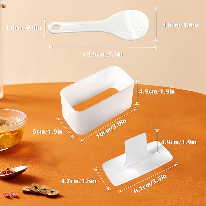 EKIND Sushi Mold Set for Rice Musubi Maker Press DIY Tool, with Nonstick Surface and Small Rice Paddle Rectangular Shape Kitchen Gadget (Semi-transparent)