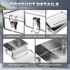 Umigy 1 Pcs Stainless Steel Food Containers 2400ml Metal Bento Lunch Box Stainless Steel Food Storage Containers, Lockable Clips to Leak Proof, Reusable Dishwasher Snack Boxes for Work