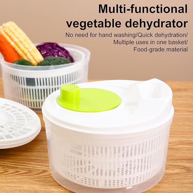 Salad Spinner,Vegetables Fruits Wash Bowl Large Capacity BPA Free Double Layer Detachable Manual Lettuce Spinner,Fruit and Vegetable Washer,Spin and Dry Salad Greens (Blue)