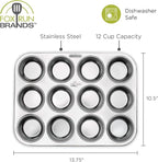 Fox Run Muffin and Cupcake Pan, 12 Standard Cup Stainless Steel Muffin Pan
