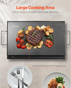 VEVOR Carbon Steel Griddle, Flat Top Plate, Griddle for BBQ Charcoal/Gas Gril with 2 Handles, Rectangular Flat Top Grill with Extra Drain Hole for Tailgating and Party