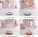 Silver Food Processor,500W Electric Meat Grinder with 8 Cup Glass Bowl and 4 Sharp Blades, Food Chopper & Vegetable Chopper for home use,Meat Processor, Vegetables, Fruits and Nuts