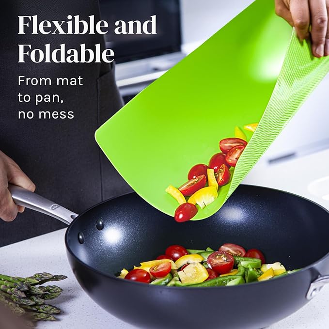 Extra Thick Flexible Plastic Cutting Board Mats Set of 6 for Kitchen, Non-Porous, Non-Slip Waffle Back, Color Coded with Food Icons, Dishwasher Safe, 12 x 15 Inch - Cooler Kitchen