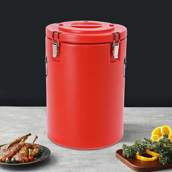Eapmic 42.27Qt Insulated Food Container, Stainless Steel Container, 40L Commercial Soup Carrier 15 Hours Heat Preservation for Hot and Cold Food Storage Restaurant Canteen Home Lunch Use (Red, 40L)