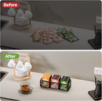 Tea Bag Organizer, Mesh Tea Bag Holder with Handle, Teabag Holder, Tea Station Organizer for Countertop, Pantry, Kitchen, Cabinet - Black