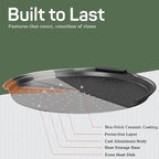 Non-Stick Pizza Pan with Silicone Handle 1 Pack, 13 Inch Round Carbon Steel Tray with Perforated Holes, Dishwasher & Oven Safe Up To 450°F, PFOAPFOSPTFE Free, Durable Nonstick Gray Marble Coating