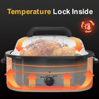 RoyalCraft 26-Quart Electric Roaster Oven with Visible Self-Basting Lid, Turkey Roaster Oven with Removable Pan and Rack, Perfect for Large Meals and Holiday Feasts, White