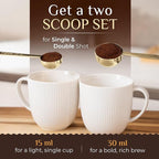 Orblue Premium Coffee Scoop Set - 1 Tbsp (15ml) & 2 Tbsp (30ml) Measuring Tablespoon - Stainless Steel Coffee Measuring Spoon and Scooper with Long Handles - Pack of 2, Light Gold