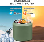 26oz Soup Thermo for Hot Food Kids with Buckle Lid Insulated Vacuum Food Jar Wide Mouth Leakproof Stainless Steel Lunch Container (Green)