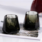 KAMMAK Crystal Whiskey Glasses Set of 2, 5.3oz Old Fashioned Glasses Stemless, Hand Blown Colored Cocktail Glasses, Engagement Gifts for Couples, Women, Men