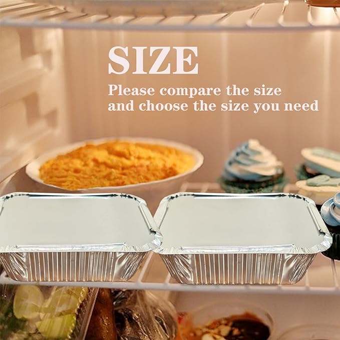 iHomeSet 100 Pack 1 lb Disposable Aluminum Foil Pans Meal Prep Take Out Food Containers with Paper Lids for Catering, Baking, Roasting Food, Freezer Safe