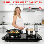 Double Burner Electric Hot Plate, 1800W Cast Iron Heating with Adjustable Temperature Control, Stainless Steel Body for Home, Dorm & Commercial Use