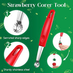Willinglong 4 Pcs Tomato Corer Tool Strawberry Huller Tomato Stem Remover Stainless Steel Strawberry Huller Tool Fruit Vegetable Baller