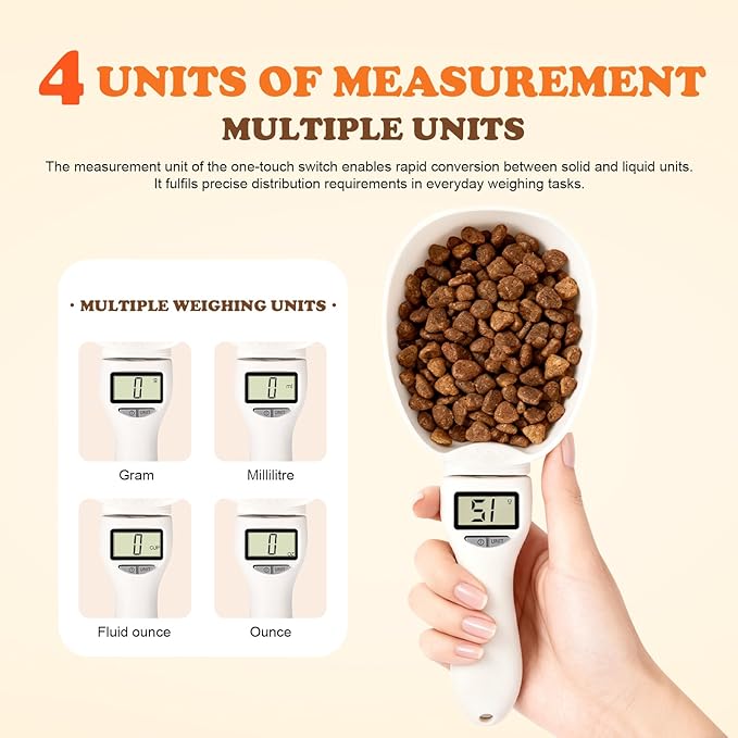 Digital Measuring Spoon Scale, Electronic Food Measuring Spoon, High-Precision 800g/0.1g with LCD Screen, Grams and Ounces, for Cooking, Baking, Dog Cat
