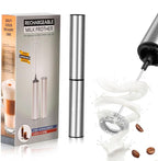 Milk Frother,Rechargeable 3 Speed Electric Coffee Foamer for Travel, Handheld Drink Mixer for Latte, Cappuccino, Coffee, Eggs, Hot Chocolate, Protein,Silver
