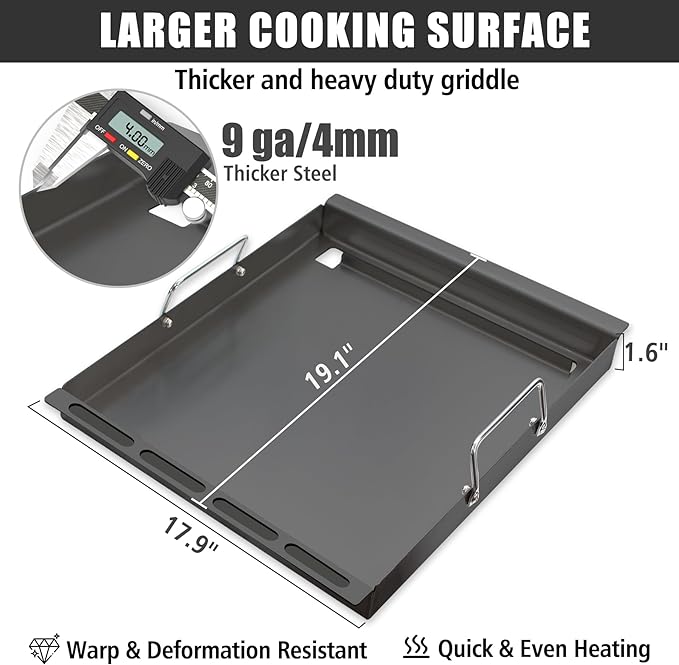 SafBbcue Full Size Griddle Inserts for Oklahoma Joes Longhorn Smoker Grill 15202029 16202046 1767150 Flat Top Griddle for Chargriller 5050 5650 3008 Member's Mark GR2234801-MM-00, Carbon Steel